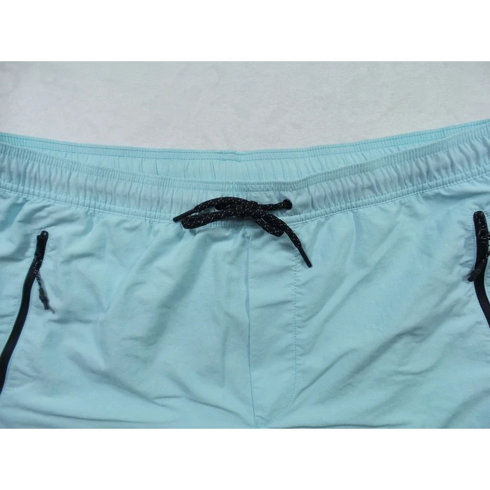 American Eagle Shorts Mens Large Blue Swim Trunks Zip Pockets Drawstring Stretch